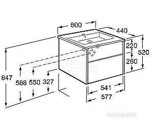 Тумба с раковиной Roca Ronda ZRU9303002 60 белый матовый/бетон для ванной в интернет-магазине Sanbest