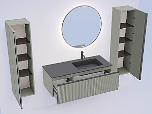 Тумба с раковиной Armadi Art QUATRO 2 120 FUGA LUNA/профиль ANTHRACITE/раковина ANTHRACITE для ванной в интернет-магазине Sanbest