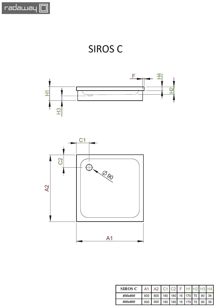 Душевой поддон Radaway Siros C 90x90 купить в интернет-магазине Sanbest