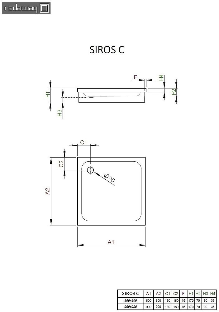 Душевой поддон Radaway Siros C SBC9917-1 90x90 белый купить в интернет-магазине Sanbest