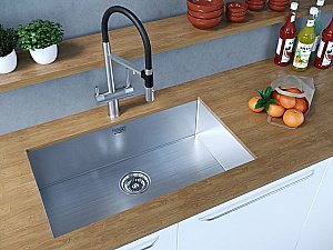 Мойка кухонная Paulmark Koher PM807444-BS Хром купить в интернет-магазине сантехники Sanbest