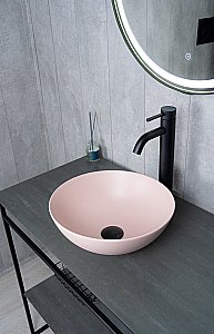 Раковина накладная Gid 9081pkm розовая матовая купить в интернет-магазине Sanbest