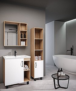 Тумба с раковиной Grossman Флай 71 Белый/дуб сонома для ванной в интернет-магазине Sanbest