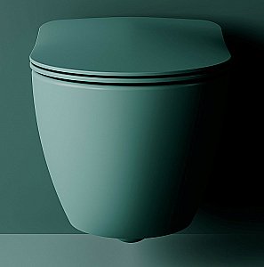 Унитаз подвесной Creavit Free FE322-11NY00E-0000 зеленый нил матовый, безободковый купить в интернет-магазине Sanbest