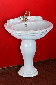 Раковина на пьедестале Migliore Milady D3 77 ML.MLD-25.773.D3.BR/ML.MLD-25.707.D3.BR белая, бронза купить в интернет-магазине Sanbest