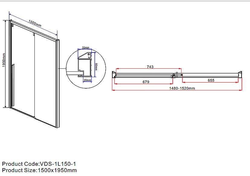 Душевая дверь Vincea LUGANO VDS-1L 150 хром/прозрачное купить в интернет-магазине Sanbest