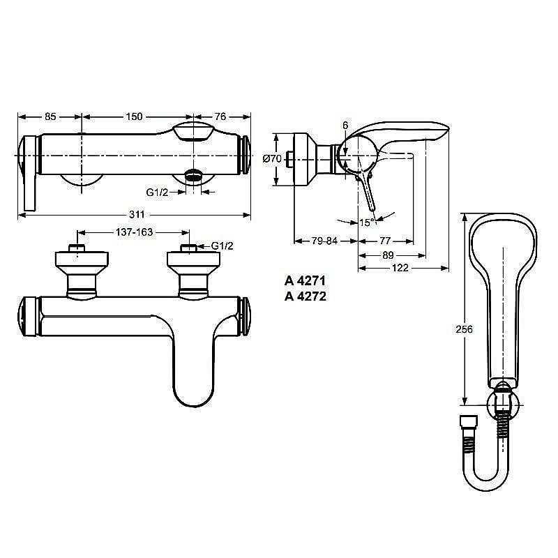 Смеситель для ванны Ideal Standard Melange A4271AA купить в интернет-магазине сантехники Sanbest