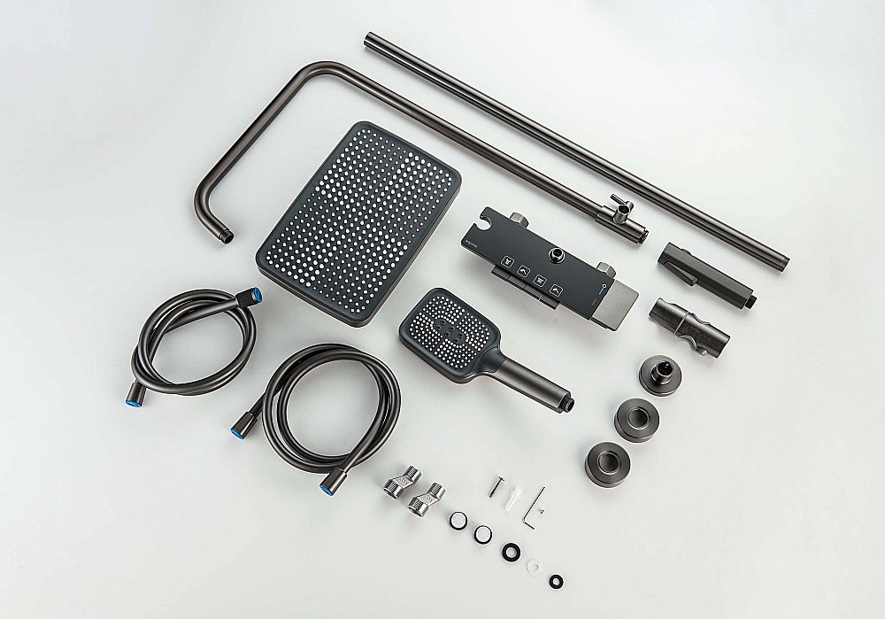 Душевая система Aquatek Поларис AQ3040BGM черная/хром шлифованный купить в интернет-магазине сантехники Sanbest