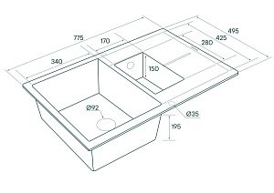 Мойка кухонная Paulmark Feste PM237850-QU Бежевая купить в интернет-магазине сантехники Sanbest