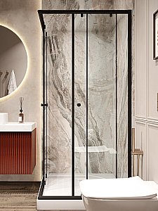 Душевой уголок PARLY ZQ81B 80х80 стекло прозрачное/профиль черный купить в интернет-магазине Sanbest