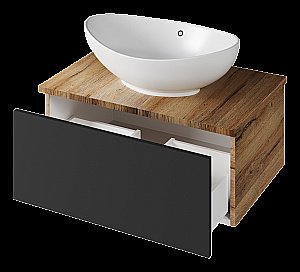 Тумба с раковиной Misty Ива - 70 П-Ива-01070-481Я графит/дуб вотан для ванной в интернет-магазине Sanbest