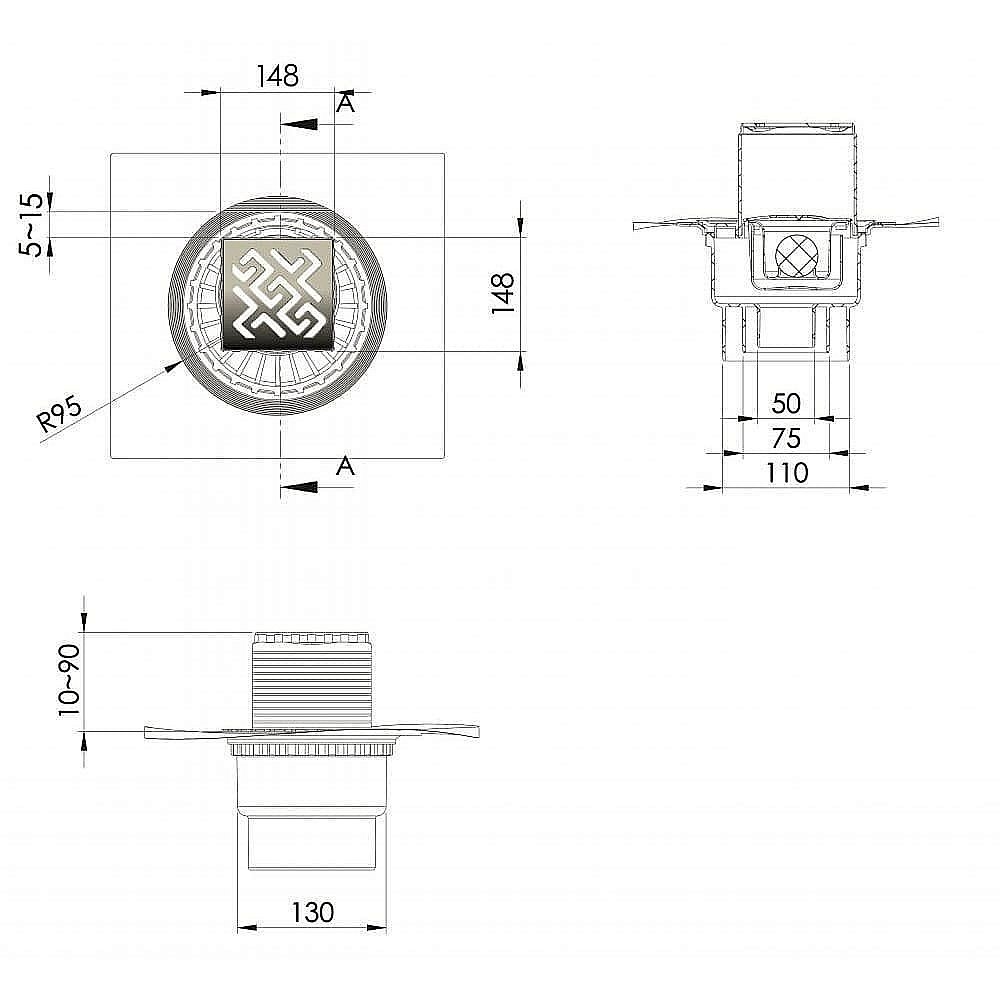 Душевой трап BERGES ZENTRUM Antik 094465 бронза купить в интернет-магазине Sanbest