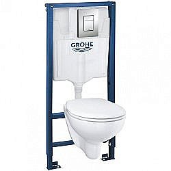 Унитаз подвесной Grohe Bau Ceramic 39586000 безободковый, с крышкой микролифт, с инсталляцией купить в интернет-магазине Sanbest