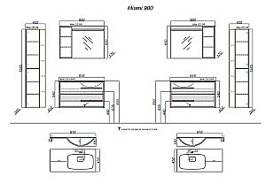 Тумба с раковиной AQWELLA Майами 90 для ванной в интернет-магазине Sanbest