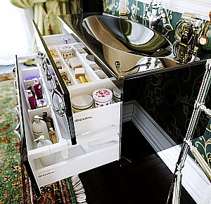 Тумба с раковиной Aqwella Due amanti 100 DUE0110 черная для ванной в интернет-магазине Sanbest