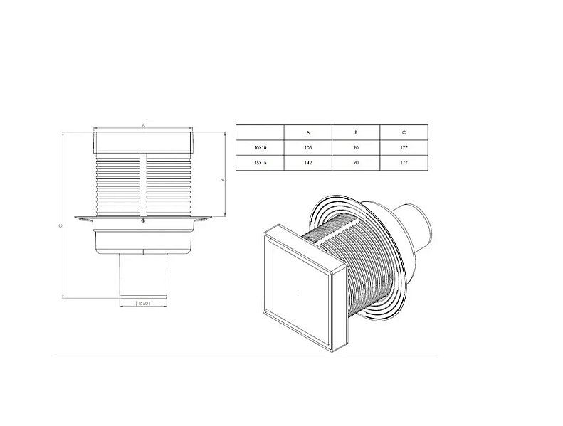 Душевой трап Logan 15х15 L006-150-VERTICAL купить в интернет-магазине Sanbest