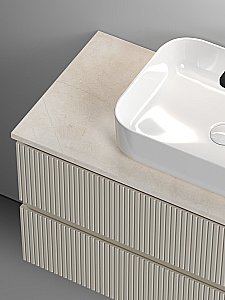 Тумба с раковиной Sancos SNOB T 100 со столешницей, бежевая матовая для ванной в интернет-магазине Sanbest