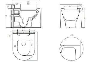 Унитаз подвесной Salini Gemelli 240121KMF из искусственного камня S-Stone, безободковый, с крышкой микролифт, RAL снаружи купить в интернет-магазине Sanbest