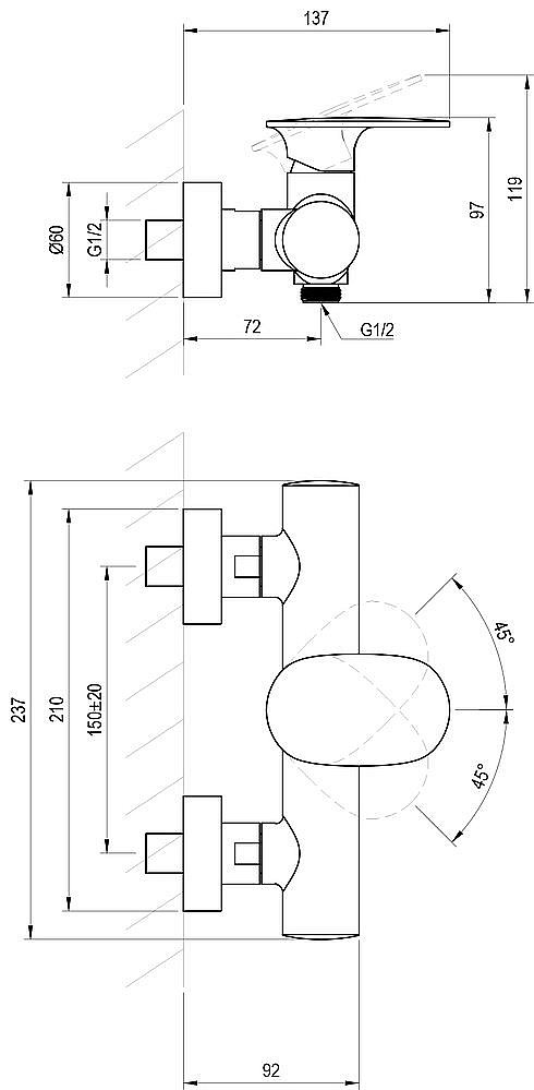 Смеситель для душа Ravak Spring X070530 хром купить в интернет-магазине сантехники Sanbest