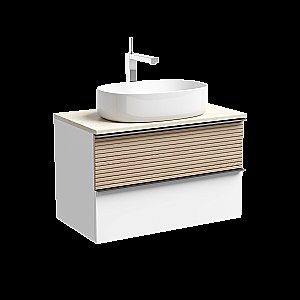 Тумба с раковиной Sancos DELTA 80 со столешницей, дуб светлый/белая для ванной в интернет-магазине Sanbest