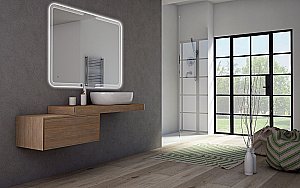 Консоль подвесная Cezares TAVOLONE 41581+50179+41585 90 Rovere tabacco для ванной в интернет-магазине сантехники Sanbest