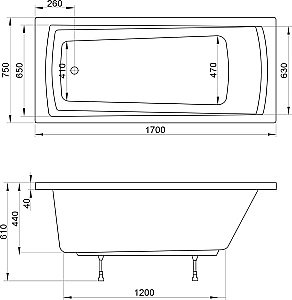 Ванна акриловая Ravak DOMINO PLUS C631R00000 170х75 купить в интернет-магазине Sanbest