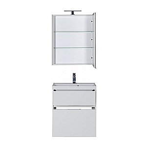 Тумба с раковиной Aquanet Латина 60 с 2 ящиками белая глянцевая для ванной в интернет-магазине Sanbest