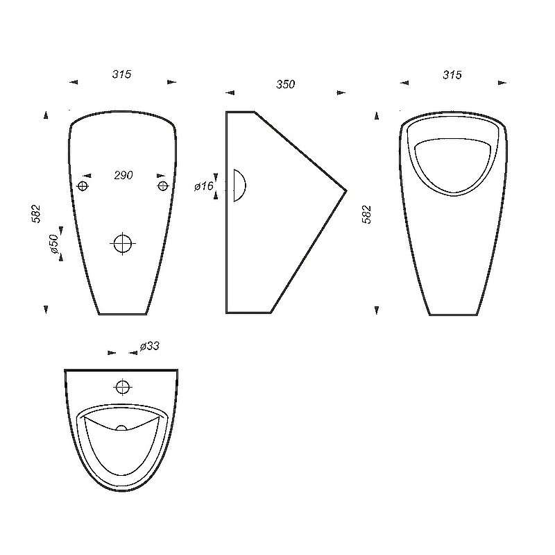 Писсуар Sanita Luxe Long LNGSLUR01 белый купить в интернет-магазине Sanbest