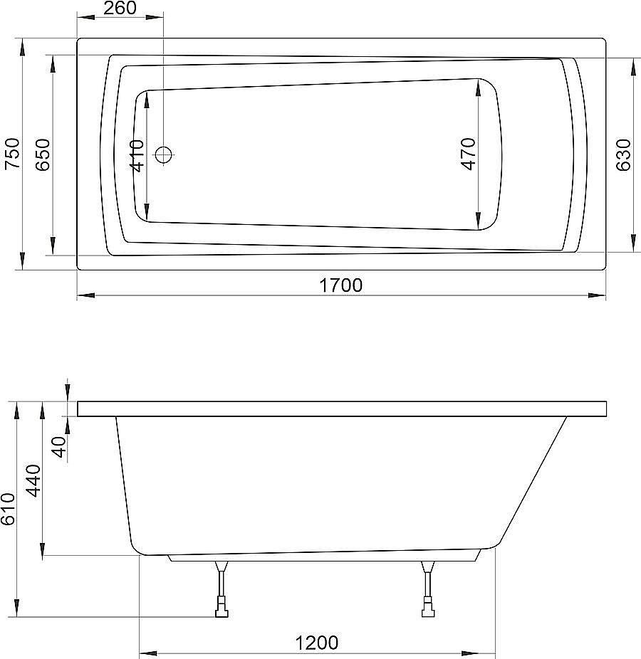 Ванна акриловая Ravak DOMINO PLUS C631R00000 170х75 купить в интернет-магазине Sanbest