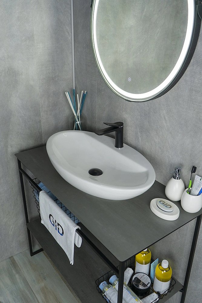 Раковина накладная Gid Lago 61 N9435 51149 белая купить в интернет-магазине Sanbest