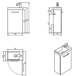 Мебель для ванной Cersanit LARA 40 со смесителем, белая для ванной в интернет-магазине Sanbest