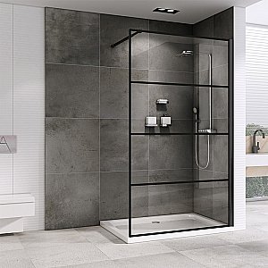 Душевое ограждение ABBER Immer Offen AG65100B 100 стекло прозрачное/профиль черный купить в интернет-магазине Sanbest