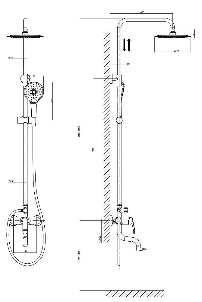 Душевая система D&K Venice.Rialto DA1063701B14 купить в интернет-магазине сантехники Sanbest