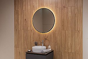 Зеркало Art&Max ASTI AM-Ast-800-DS-FNC-Nero в ванную от интернет-магазине сантехники Sanbest