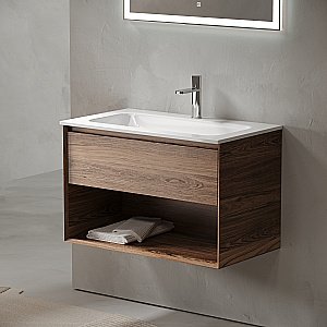 Тумба с раковиной Sancos Marmi 1.0 MR1.080ECH дуб чарльстон для ванной в интернет-магазине Sanbest