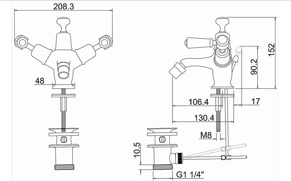 Смеситель для биде Burlington KE13-QT WAL купить в интернет-магазине сантехники Sanbest
