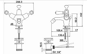 Смеситель для биде Burlington KE13-QT WAL купить в интернет-магазине сантехники Sanbest
