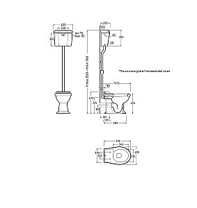 Унитаз Migliore Impero 20794 с высоким бачком выпуск в стену белый/хром купить в интернет-магазине Sanbest