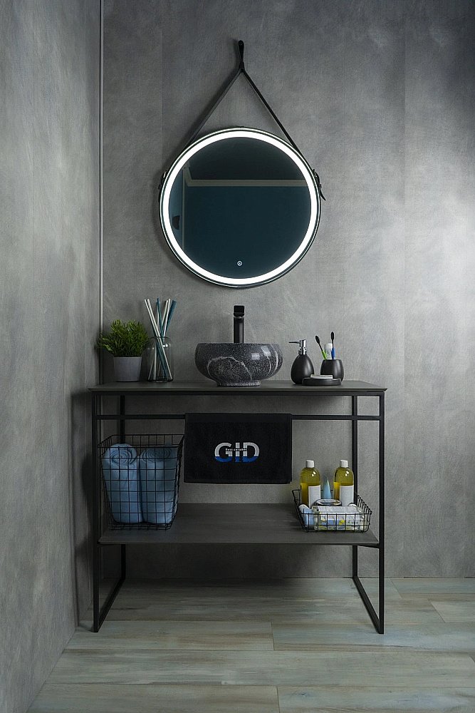 Раковина накладная Gid Esfera 32 Mnc480 54432 черная мрамор купить в интернет-магазине Sanbest