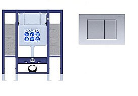 Инсталляция для унитаза Aquatek INS-0000015 с кнопкой KDI-0000011 хром матовый купить в интернет-магазине сантехники Sanbest