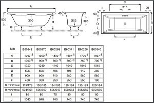 Ванна Jacob Delafon EVOK E60342-00 200x100 купить в интернет-магазине Sanbest