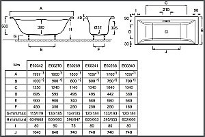 Ванна Jacob Delafon EVOK E60342-00 200x100 купить в интернет-магазине Sanbest