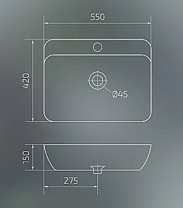 Раковина накладная Gid Geometrico 55 N9047 51184 белая купить в интернет-магазине Sanbest