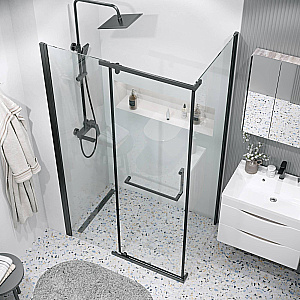 Душевой уголок Grossman Pragma 120х80 120.K33.03.1280.21.00 стекло прозрачное/профиль черный матовый купить в интернет-магазине Sanbest