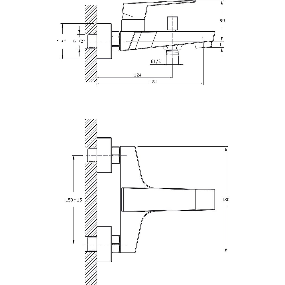 Смеситель для ванны Rush Thira TR3635-44Grey графит купить в интернет-магазине сантехники Sanbest