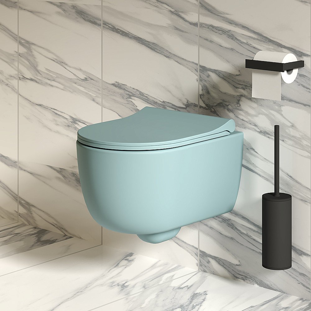 Унитаз подвесной Ambassador Abner 103T20801R голубой матовый купить в интернет-магазине Sanbest