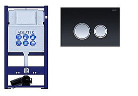 Инсталляция для унитаза Aquatek INS-0000016 с кнопкой KDI-0000029 черная/хром купить в интернет-магазине сантехники Sanbest