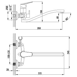 Смеситель для ванны Lemark Partner LM6553C купить в интернет-магазине сантехники Sanbest