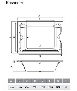 Ванна акриловая Vayer Kasandra 195х135 купить в интернет-магазине Sanbest
