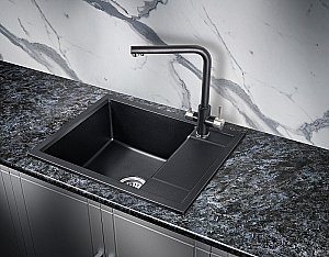 Мойка кухонная Milacio Navarra 60 Cuarzo MC.77071 черная матовая купить в интернет-магазине сантехники Sanbest